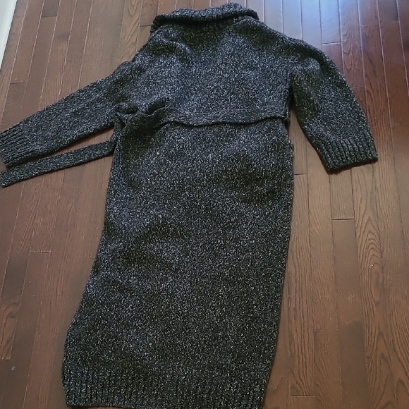 NWT Zara 2 piece  Long Charcoal Knit Cardigan Matching Mock-Turtleneck Dress Set - Picture 7 of 12